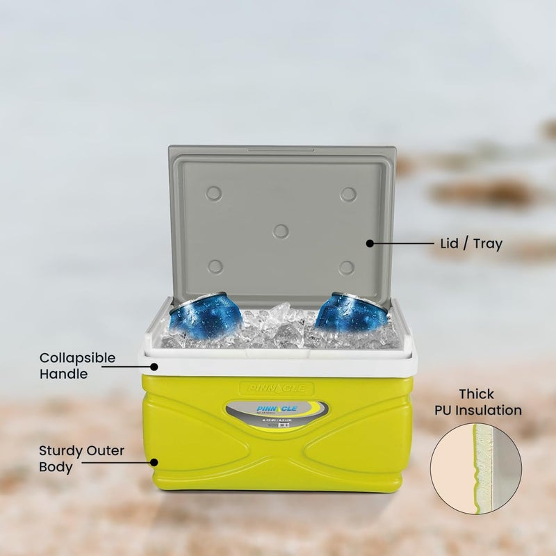 PINNACLE Picnic Cooler – 4.5 Liter Hard Cooler – Coolbox Keeps Contents Cool for 48 Hours – BPA Free Outdoor Cooler – Portable Cooler for Picnics, Grill, Camping (Orange) - Image 4